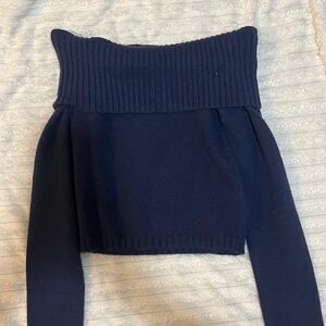 Off-the-Shoulder Navy Sweater